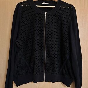 Per Una Black Knit Eyelet Jacket